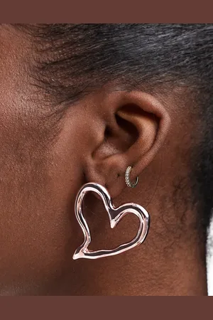Monki Heart open hoop earrings in