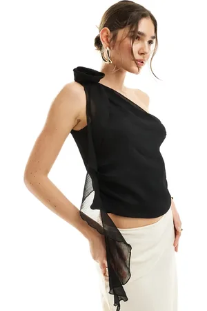 Pimkie Chiffon one shoulder drape detail top in