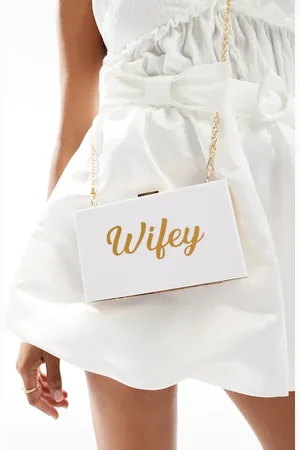 Madein. Rhinestone wifey marble clutch