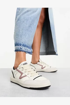 Vans Lowland leather trainers in off white and maroon