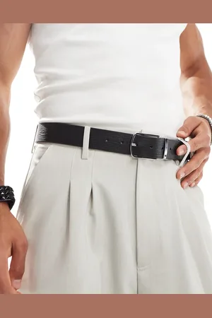ASOS Reversible leather belt with texture in