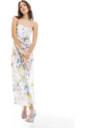 EDITED the label Satin cowl back midaxi dress in bright floral