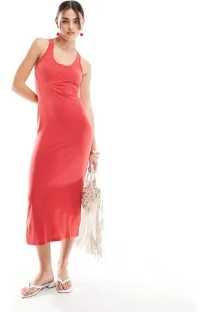MANGO Button detail jersey midi dress in