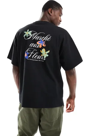 SELECTED Oversized heavy weight t-shirt with floral backprint in