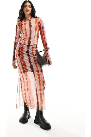 Pieces® Tie dye jersey midi skirt co-ord in multi