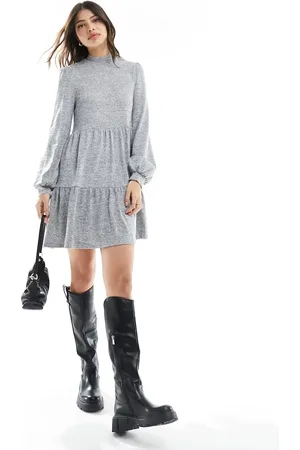 New Look Long sleeve mini smock dress in
