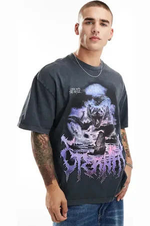 Bershka Gothic text printed t-shirt in