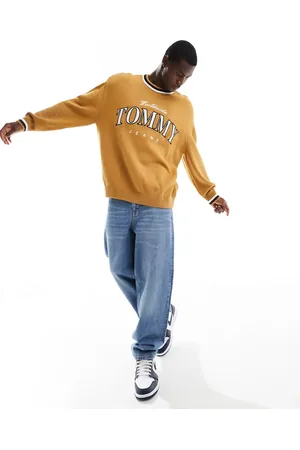 Tommy Hilfiger Relaxed varsity jumper in camel