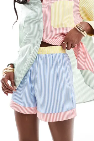 Extro & Vert Patchwork short co-ord in pastel stripe