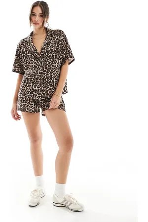 ASOS Oversized shirt co-ord in leopard print