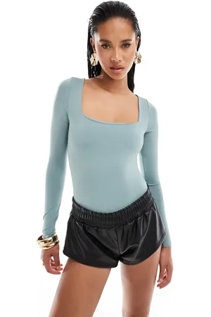 River Island Square neck bodysuit with long sleeve in
