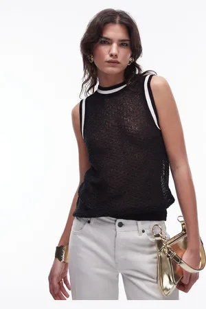 Topshop Knitted contrast trim vest in