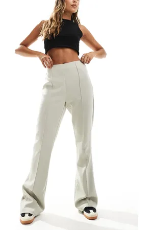 VERO MODA Pleat front slim flare trousers in stone