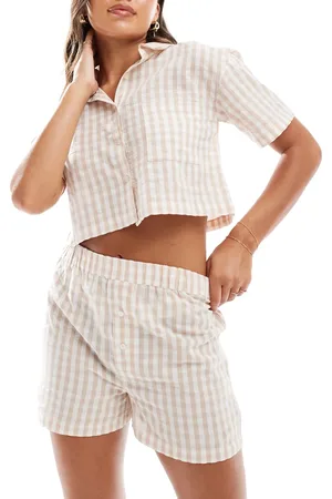 Luna Pyjama boxer shorts in beige check
