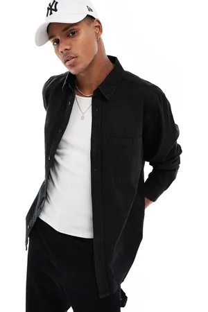 Only & Sons Button through denim shirt in black