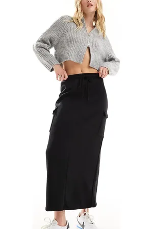 Pieces® Sweat jersey cargo midi skirt in