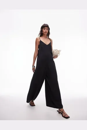 Topshop Cami wide leg jumpsuit with tie back in cupro