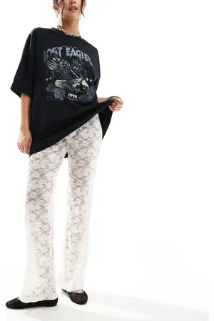 Cotton On Cotton On fold over waist flare trousers in sheer lace