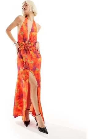 Annorlunda Plunge corsage detail maxi dress in
