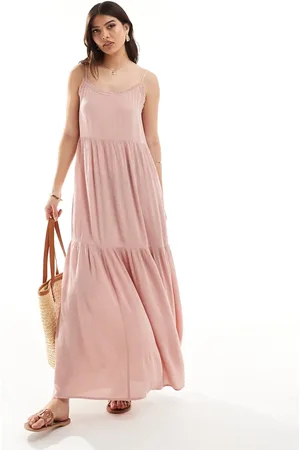Miss Selfridge Textured tiered maxi slip dress in soft