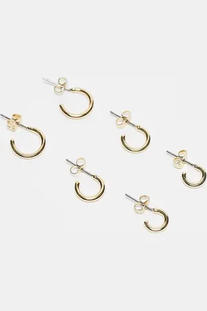 Pieces® 18k plated 3-pack everyday huggie and hoop earrings in
