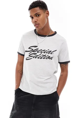 Weekday Buck ringer t-shirt with graphic print in melange