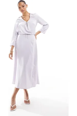 VERO MODA Midi skirt with embellished bow in lavender blue