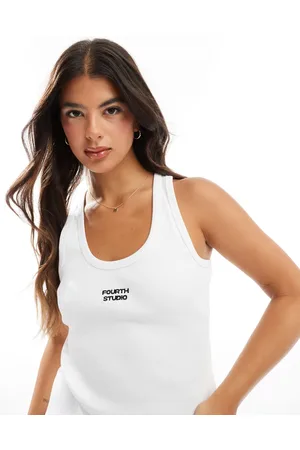 4th & Reckless Premium ribbed embroidered logo vest top in