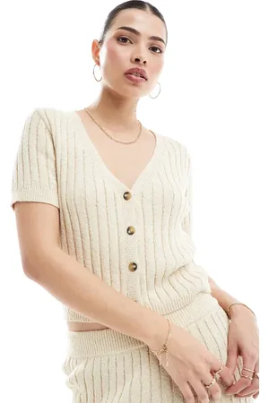 VERO MODA Aware lightweight knitted cardigan co-ord in cream