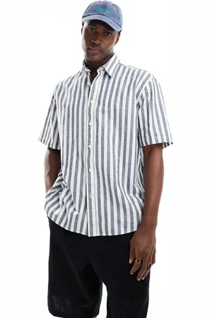 SELECTED Oversized linen mix shirt in stripe