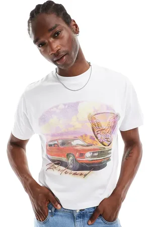 Reclaimed Cropped boxy t shirt with western car print in