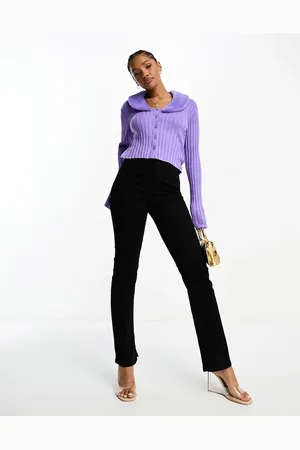 Monki Knitted cardigan with detachable faux fur collar in
