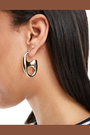MANGO Geometric hoop earrings in
