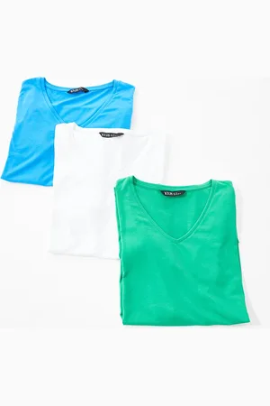 Yours 3 pack v-neck t-shirts in blue, green and white