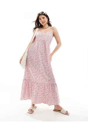 Pieces® Frill bottom maxi dress in floral print
