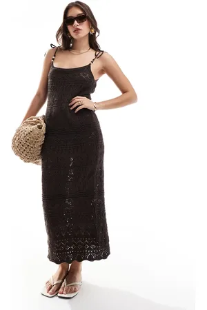 ONLY Crochet bead detail maxi dress in