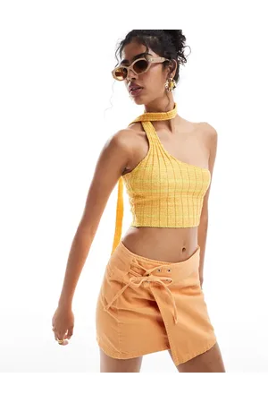 MANGO Halter knit crop top in