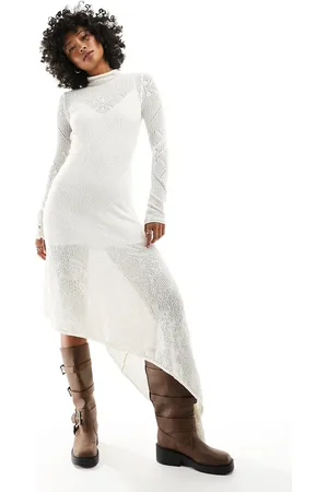 Free People Knitted lace midi dress in ivory