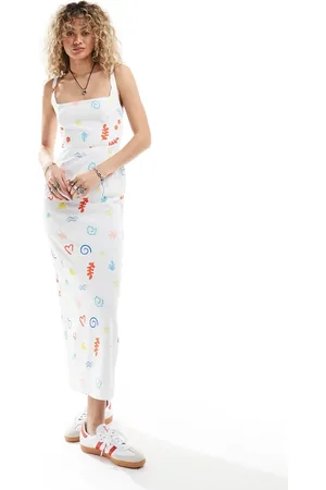 Glamorous Square neck cami midi dress in vacation print