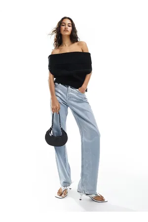 NA-KD X Claire Rose knitted off the shoulder top in black