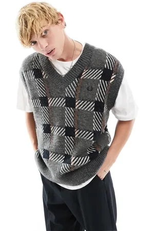 Fred Perry Knitted check vest in