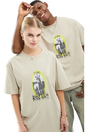Weekday Unisex oversized t-shirt with dream reality print in stone exclusive to ASOS