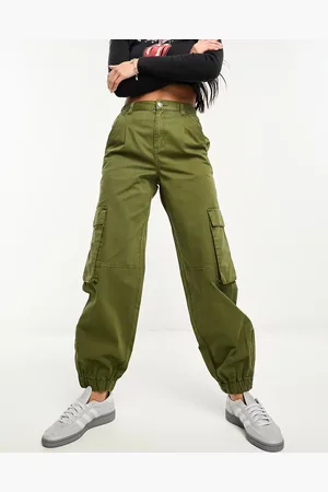 Pull&Bear Cuffed cargo trouser in khaki