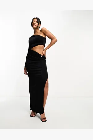 In The Style Exclusive one sleeve cut out waist detail midi dress in