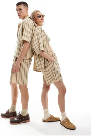 Reclaimed Unisex textured stripe short co-ord