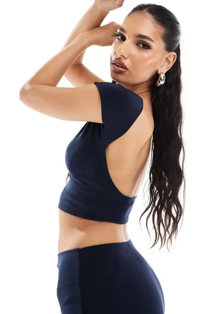 Kaiia Slinky low back top co-ord in navy