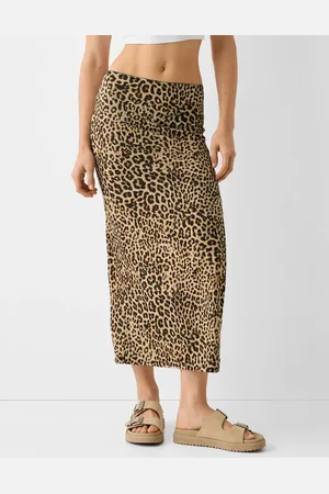 Bershka Polyamide maxi skirt in leopard print