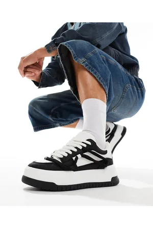 ASOS Chunky trainers in black and white with rope detail