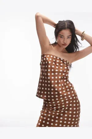 Topshop Co-ord longline bandeau in and ivory spot