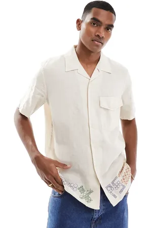 Paul Smith Paul Smith linen revere collar shirt with applique edging